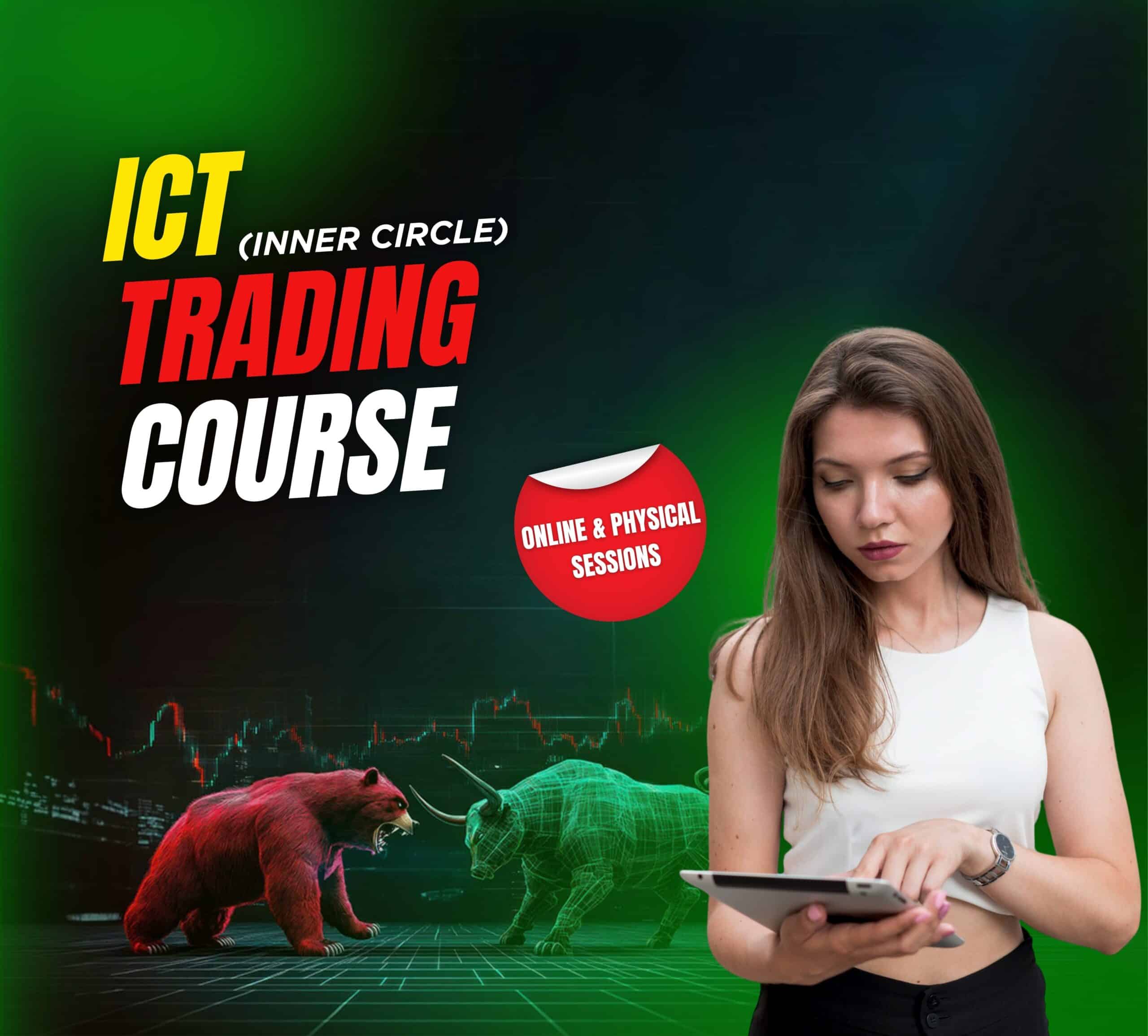 Girl using a MacBook studying Inner Circle Trading (ICT) concepts, including advanced trading strategies.